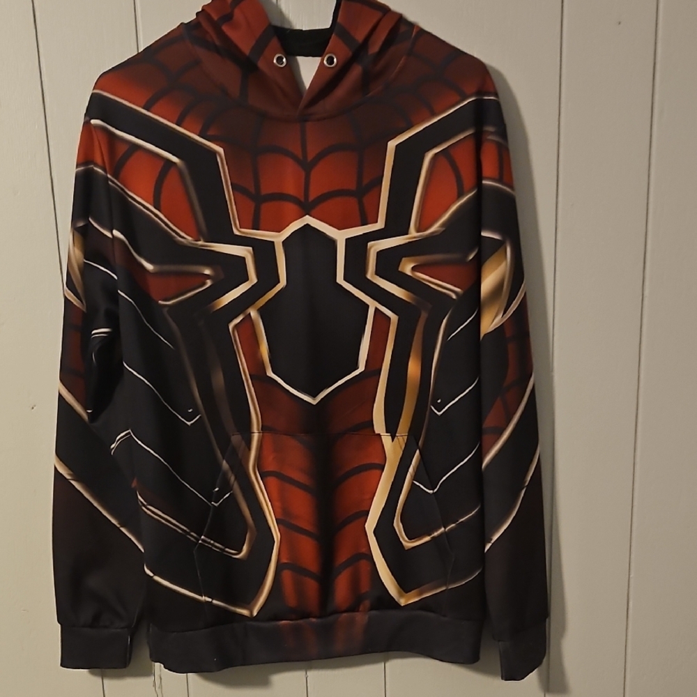 Red and Black Spider-Themed Men's Sweater